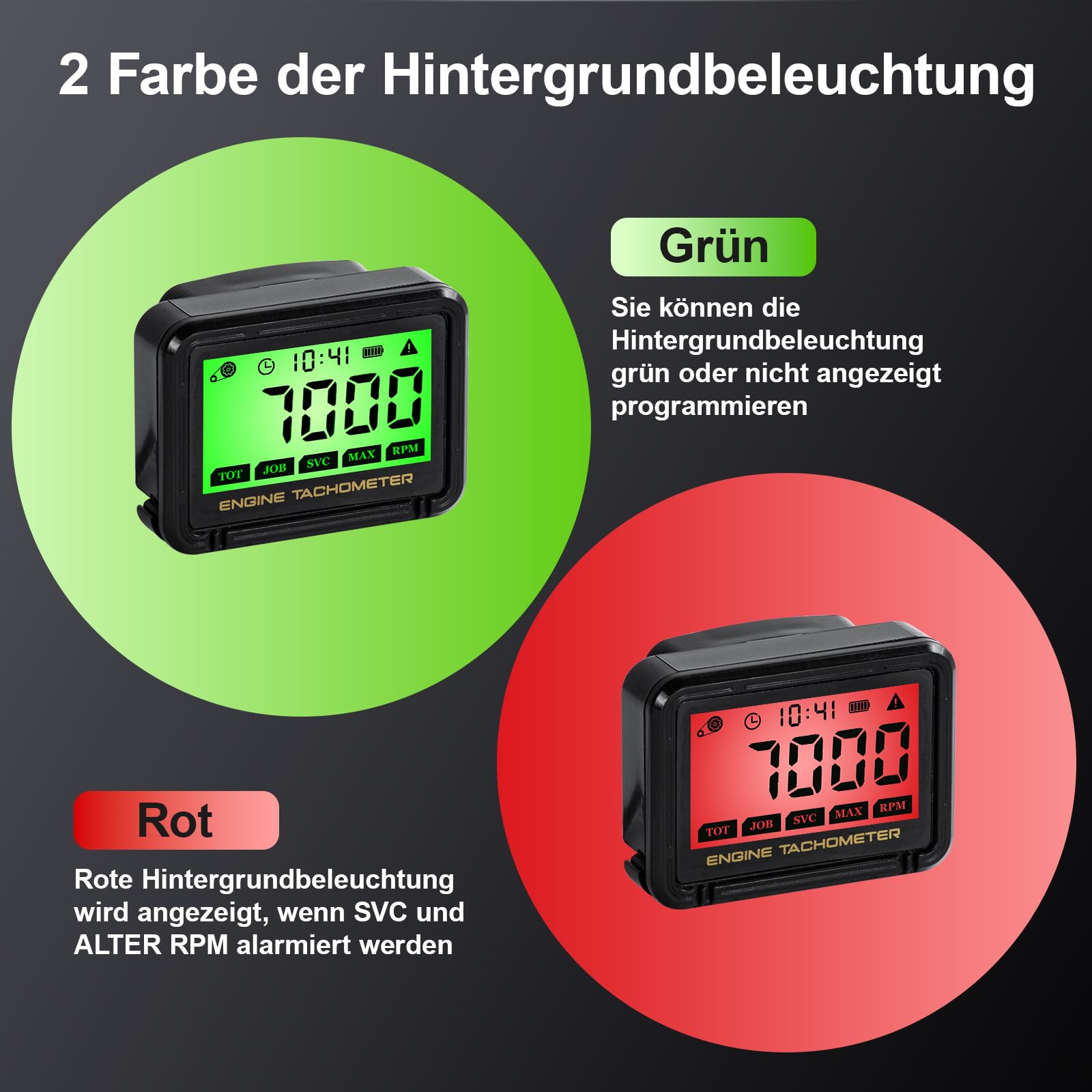 Tacómetro de motosierra, tacómetro LCD con inducción inalámbrica, velocímetro RPM, motor de gasolina, función de mantenimiento de visión nocturna, para motocicleta, cortacésped, moto de nieve