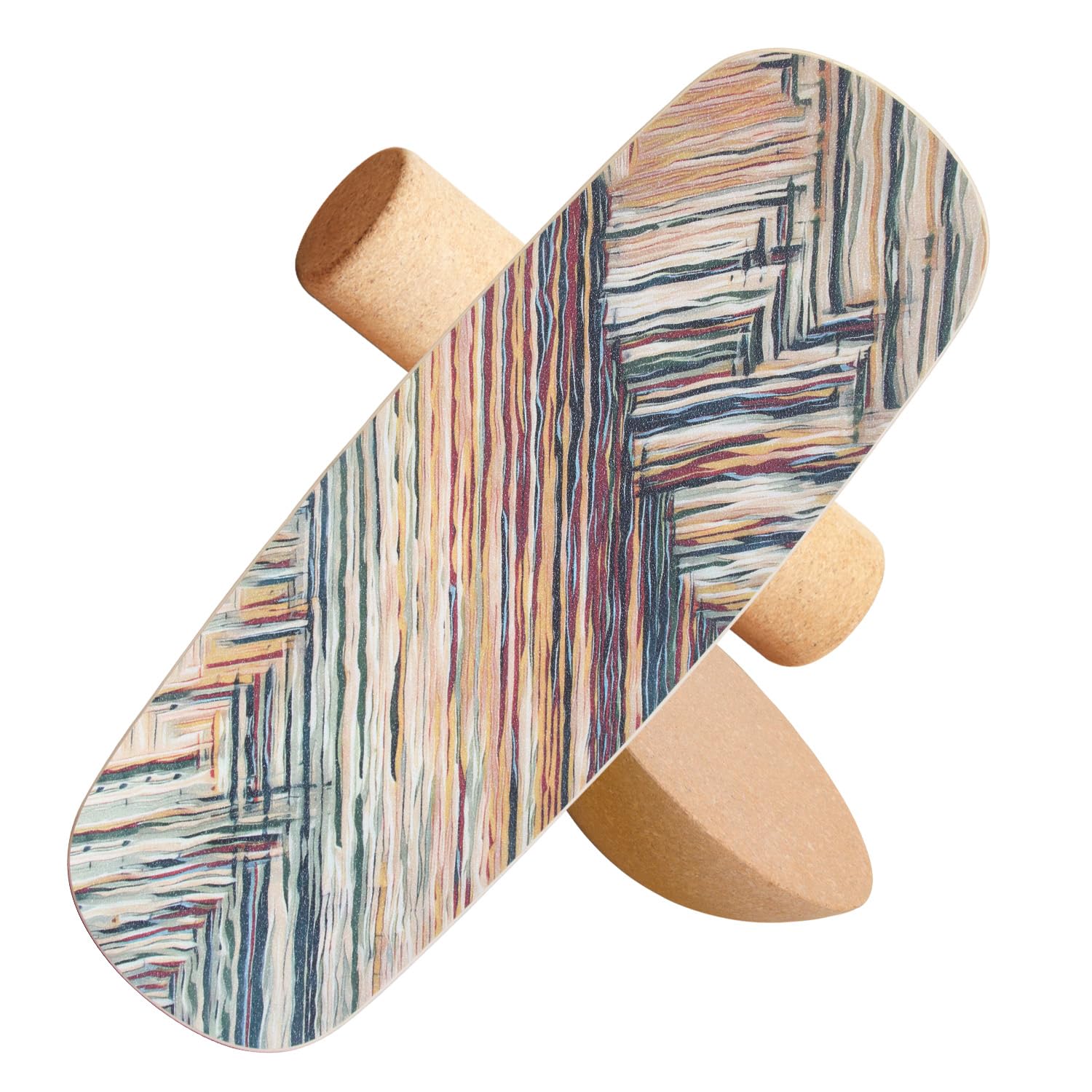 Holz Balance Board mit Rolle & Halbkugel - Balancierbrett für Gleichgewichtstraining - Erwachsene - Inkl. Anleitung - Verbessert Koordination & Muskelkraft