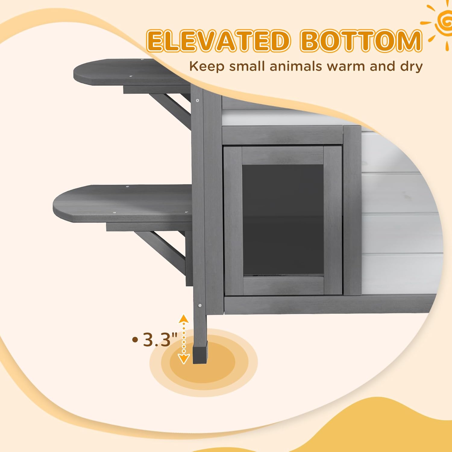 PawHut 2-Story Cat House Outdoor, Weatherproof Wooden Cat Enclosure for Feral Cats with Escape Door, Openable Roof, Jumping Platforms, White
