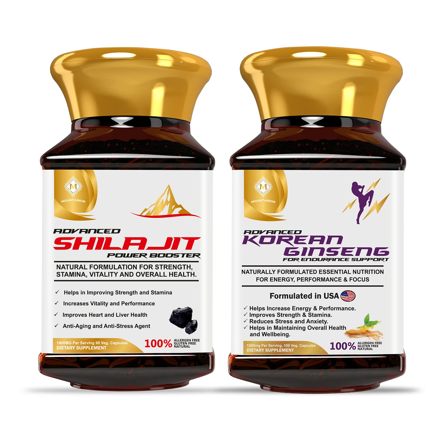 Mountainor Pure Himalayan Shilajit Power Booster Capsules & korean ginseng