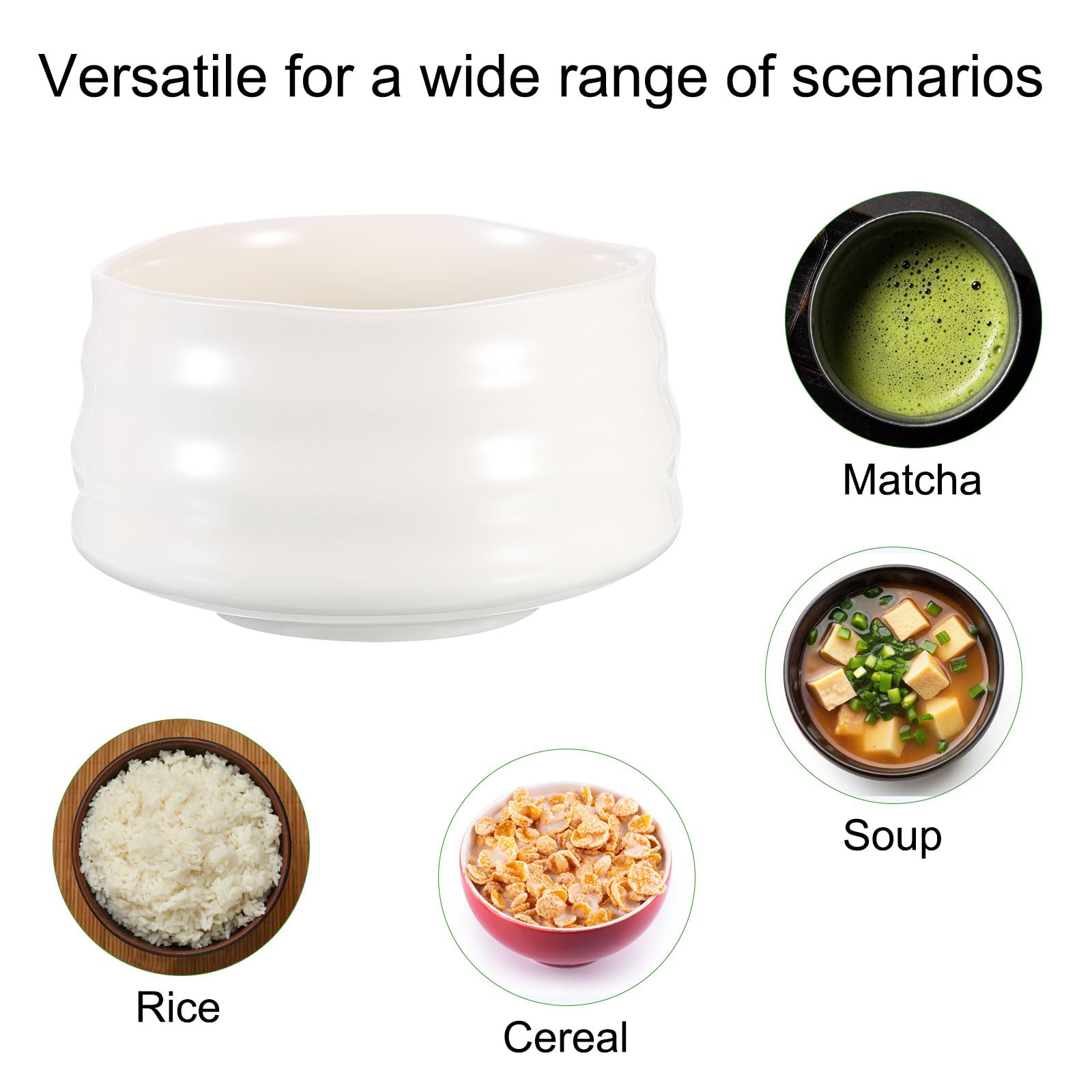 QUARKZMAN Ciotola Da Matcha Chawan Giapponese Artigianale Ceramica Bianco