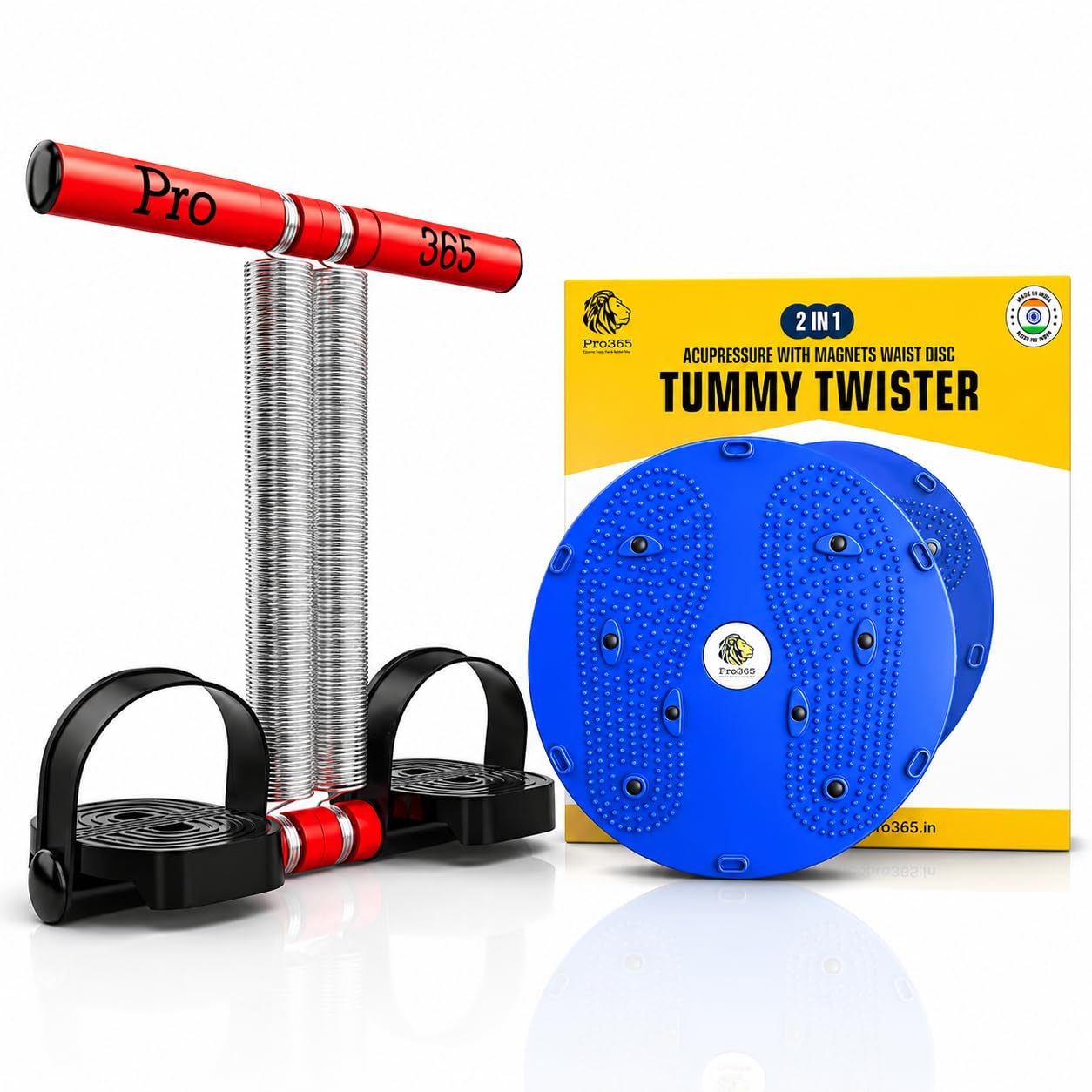 PRO365 Tummy Twister & Tummy Trimmer Combo for Home Gym Workout | Waist Twister Disc with Resistance Tummy Trimmer | Full Body Fat Burner & Abs Fitness Equipment (Blue + Red)-picture-31