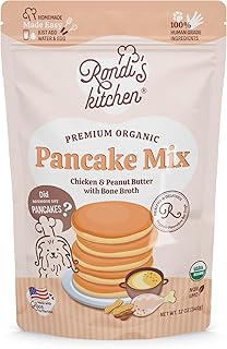 Organic Dog Pancake Mix - Natural Healthy Treat for All Dogs - Superfood Snack Made with Human-Grade Ingredients - Makes About 38 Pancakes - Chicken & Peanut Butter with Bone Broth