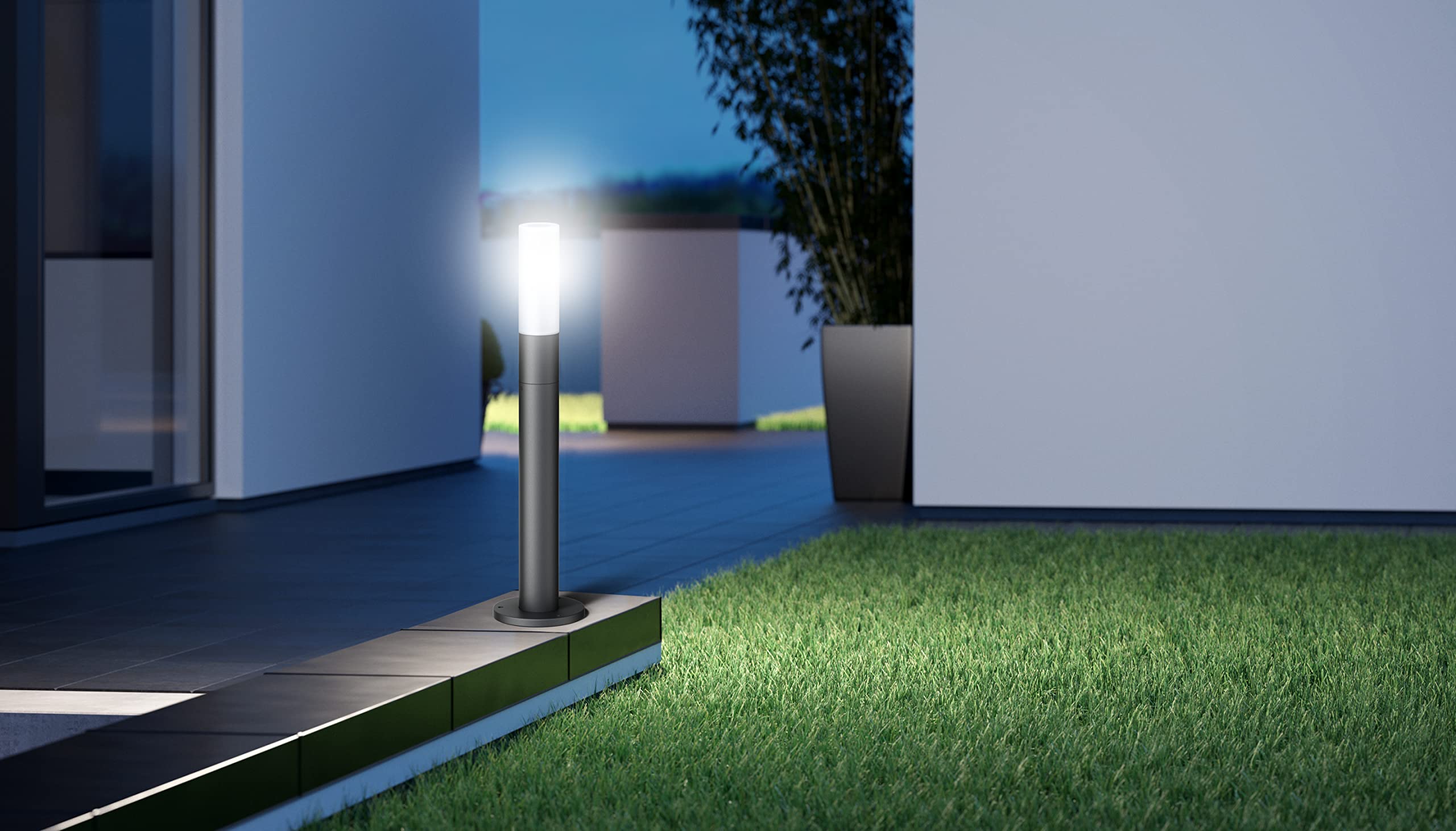 Steinel LED Wegeleuchte GL 65 Anthrazit, Opalglas, Aluminium Standleuchte, Gartenleuchte warmweiß, 77 cm hoch