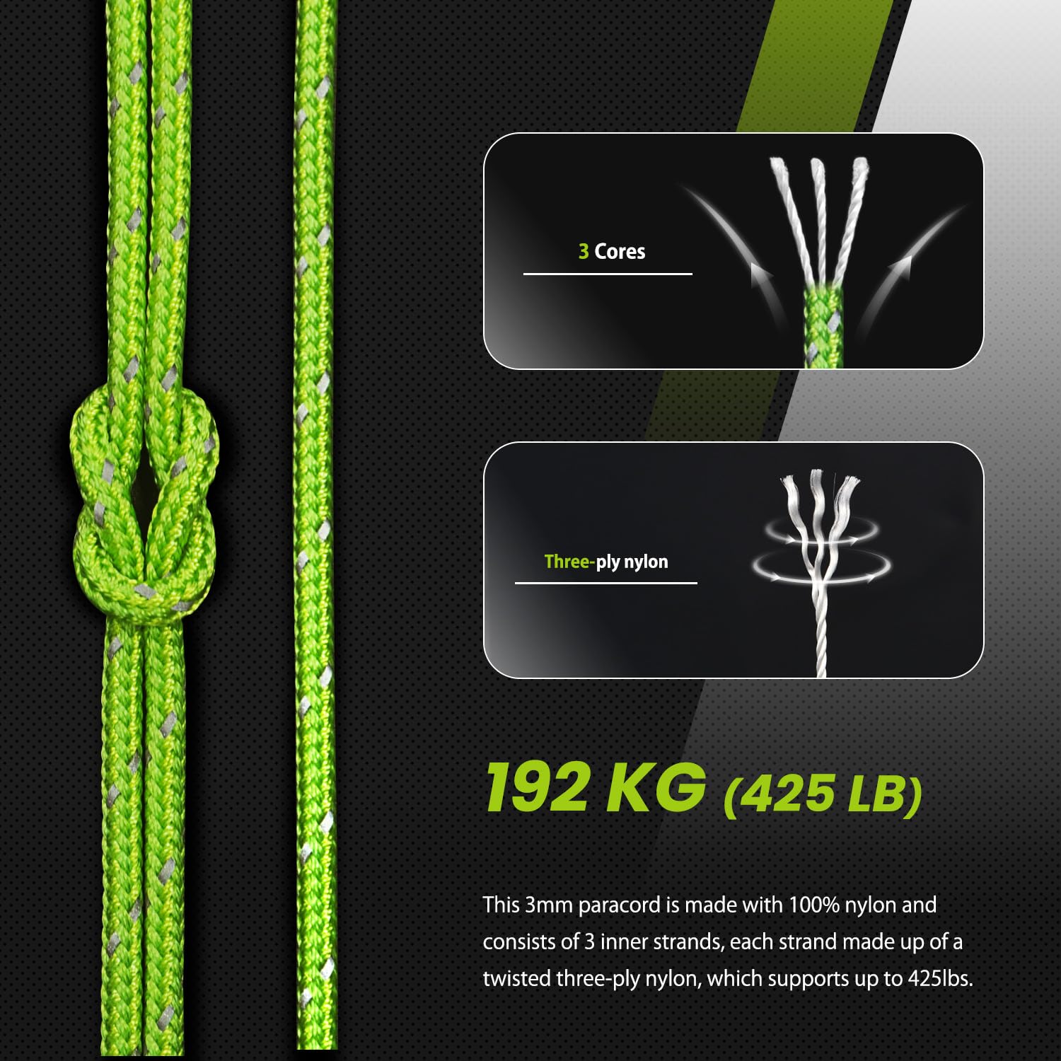 Paracord 3 mm 100 m nylonowa lina typu II linka spadochronowa - maks. 192 kg - letni wschód słońca