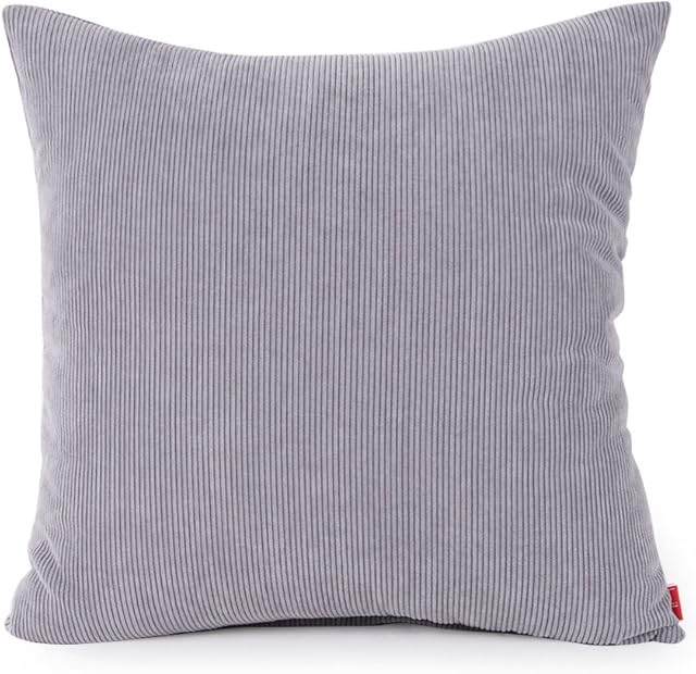 baibu Corduroy Decor Solid Pillow Cover (8 Colors and 8 Sizes) Multi Size Cushion Cover for Sofa (80x80, Light Grey)