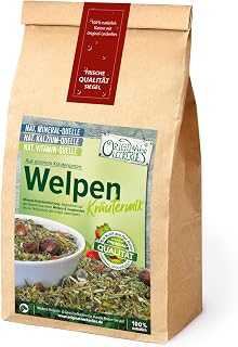 ORIGINAL LECKERLIES Welpen-Kräutermix Basic, 500g Hundekräuter, Kräuter für Welpen, Junghunde, Junge Hunde, Hundefutter-Naturprodukt, barfen, Kräutermischung mit wertvollen Hagebutten