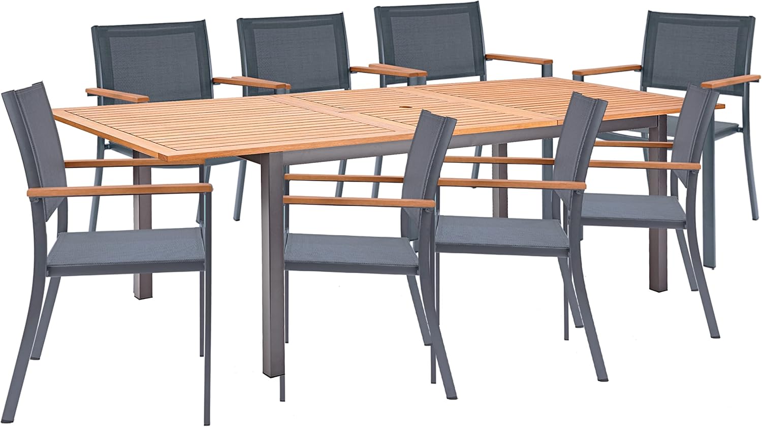 NATERIAL Gartenmöbel Set 8 Personen Gartentisch ORIS 180/240x100 cm