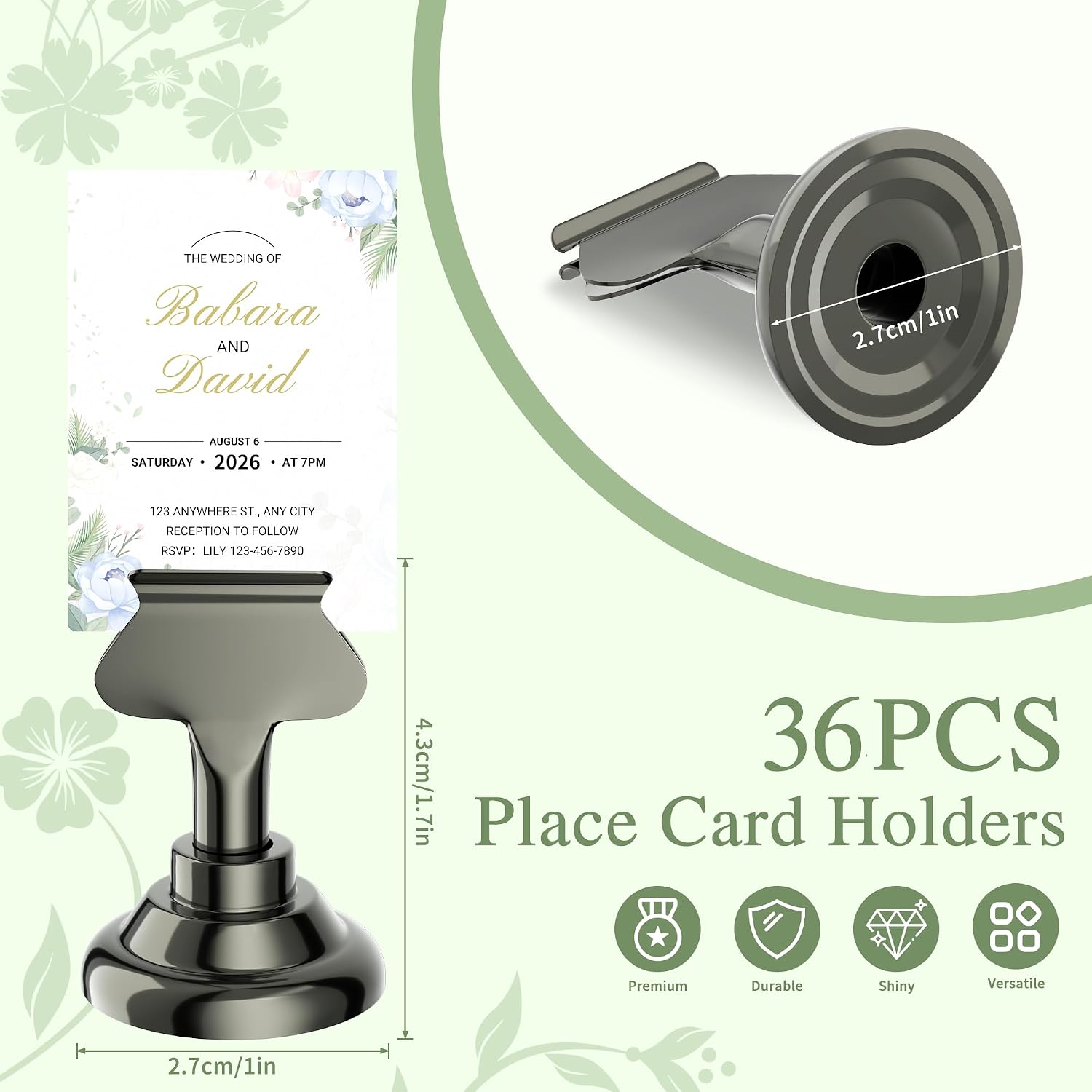 Urban Deco 36 Pieces Table Card Holder Place Card Holders 1.7 inches Gold Steel Card Holders for Photos, Food Signs, Memo Notes, Weddings, Restaurants, Birthdays(Black 36PK) image 2