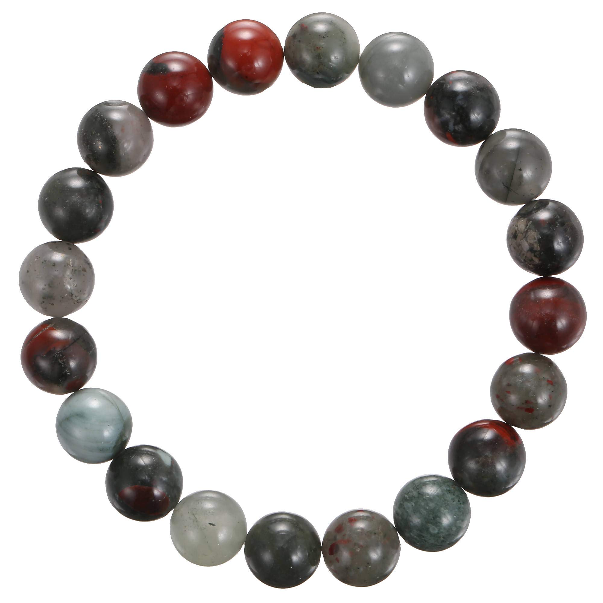 JM DesignAfrican Bloodstone Bracelet Smooth Round Size 8mm 10mm 7.5" Length