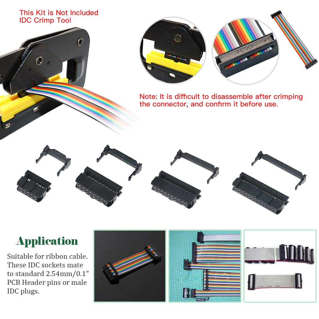 Keadic Lot De 70 Connecteurs De Câble IDC Femelles FC-10 16 20 26