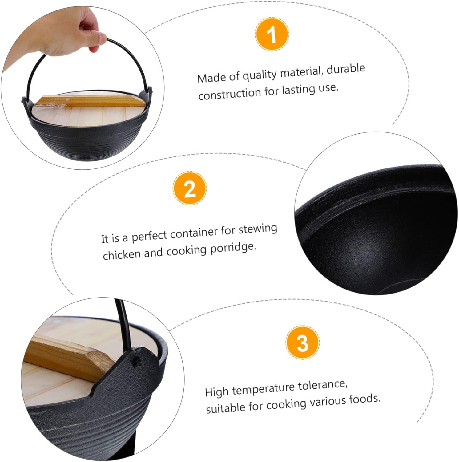 1set Outdoor Cast Iron Hot Pot for Camping Multifunctional Saucepan Base for Cooking Foods Non-stick and Easy to Clean for Picnics and Outdoor Kitchen Use