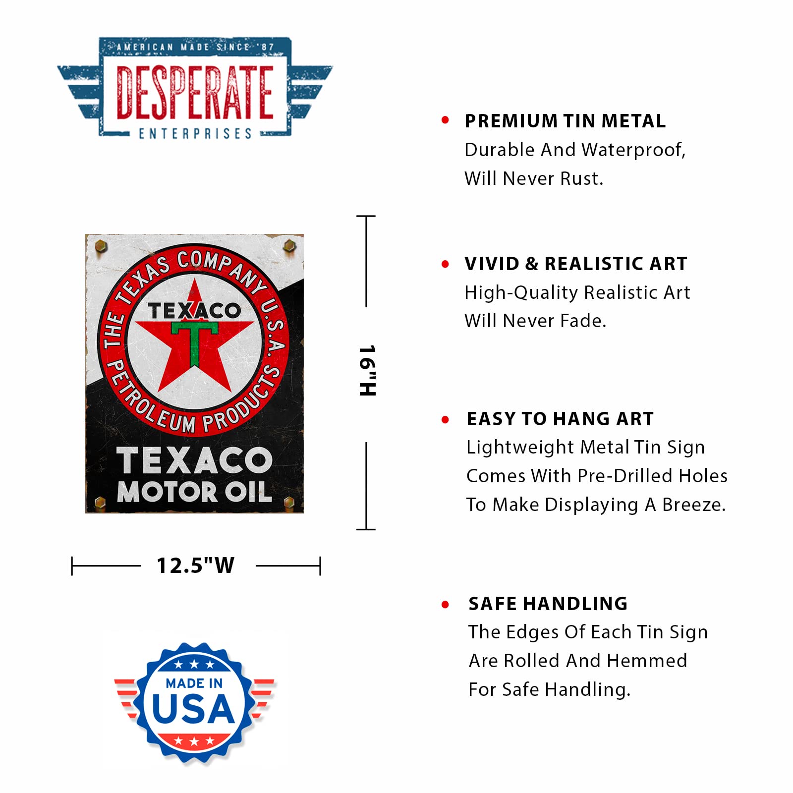 Amazon.com: Desperate Enterprises Texaco Motor Oil Tin Sign