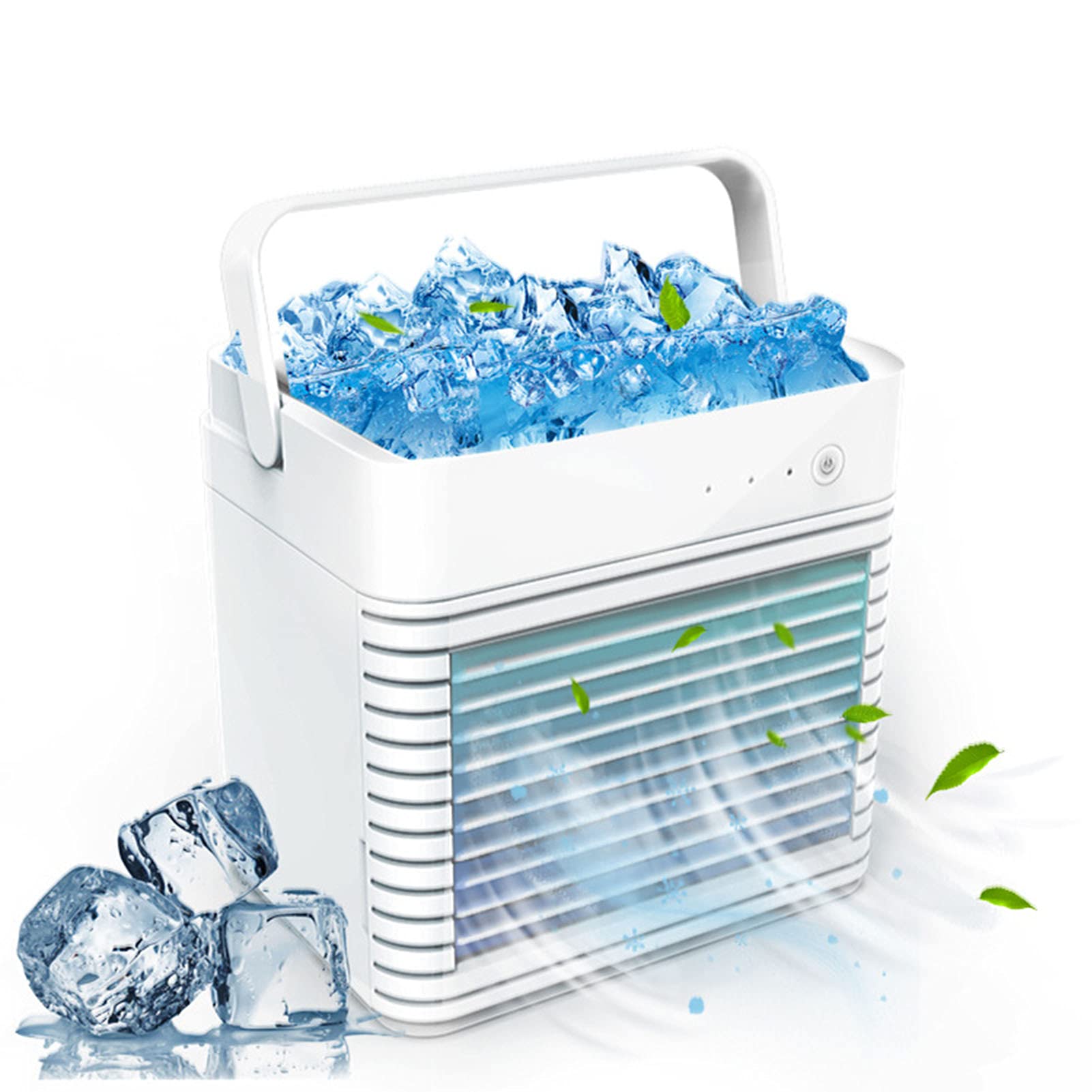 Enfriador Aire Portátil, 3 En 1 Aire Acondicionado, Batería 4000 MAh, con 3 Velocidades, Enfriadores Evaporativos, Humidificador Purificador, para Hogar, Oficina, Viajes (White)