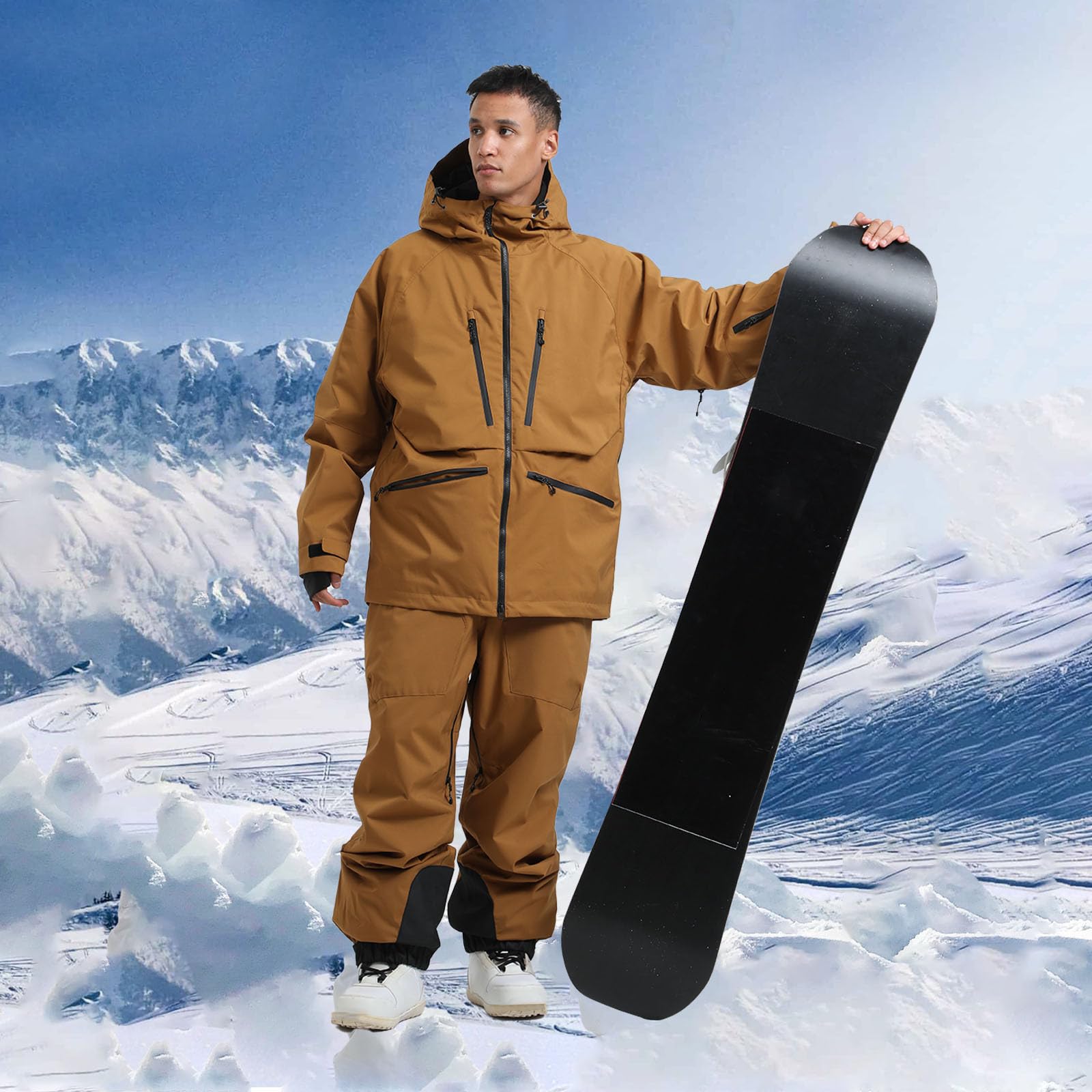 Tuta Snowboard Uomo Completo Termico Intera Tuta da Sci Elegante Salopette da Sci Montagna Impermeabili Curvy da Neve Invernale Calda Da Pattinaggio Su Ghiaccio Cappotti Isolata Antivento Parka