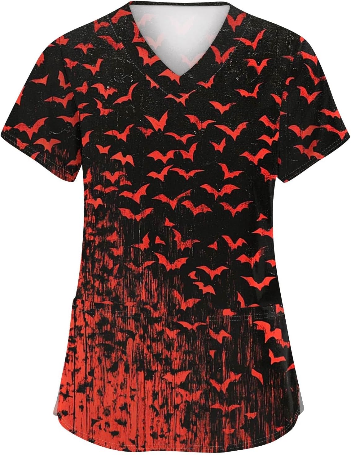 Women's Funny Cute Halloween Top, Short Sleeve V-Neck Casual Shirts with Pockets, S-5XL