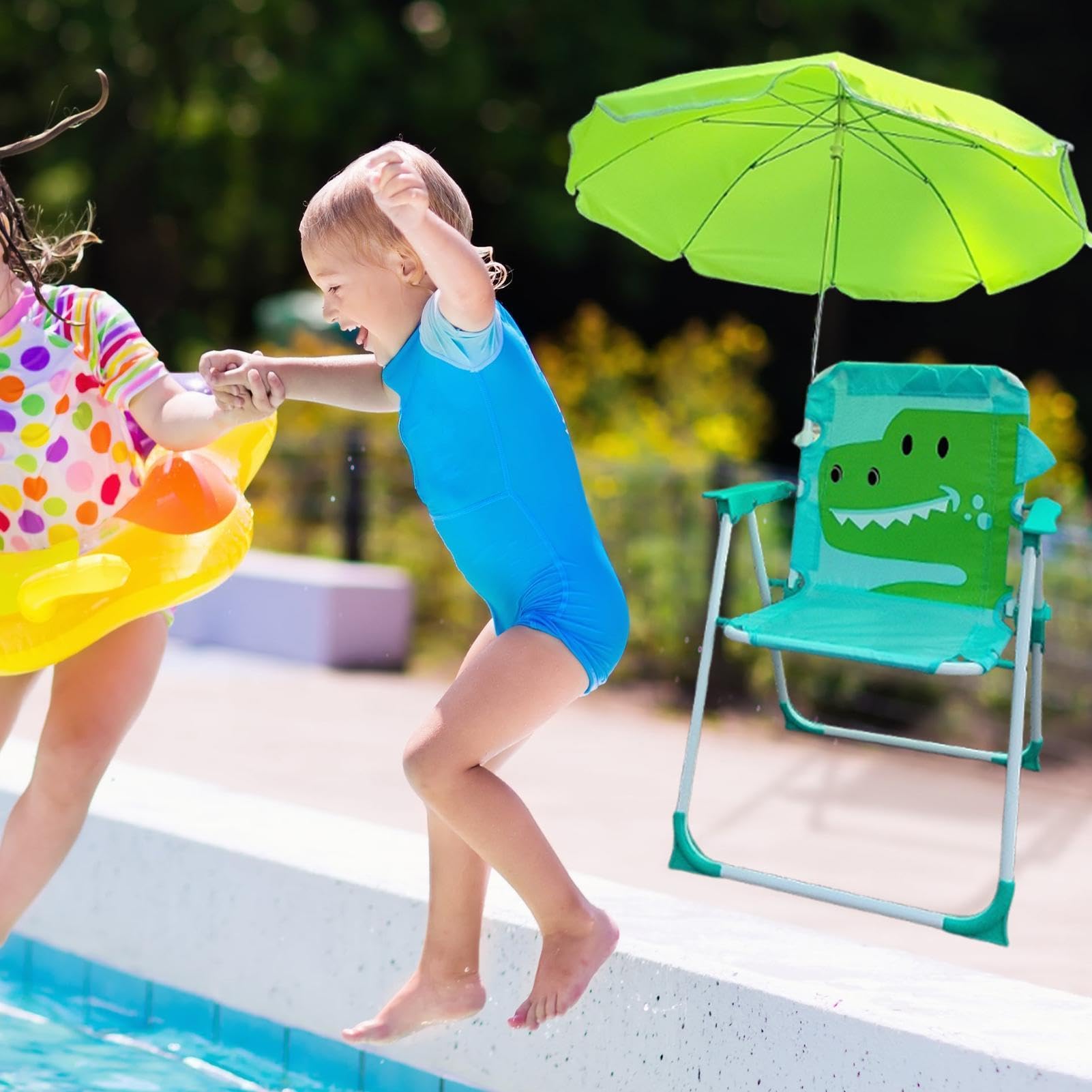 Leżak Plażowy z Parasolem Składany Leżak Plażowy dla Dzieci z Osłoną
