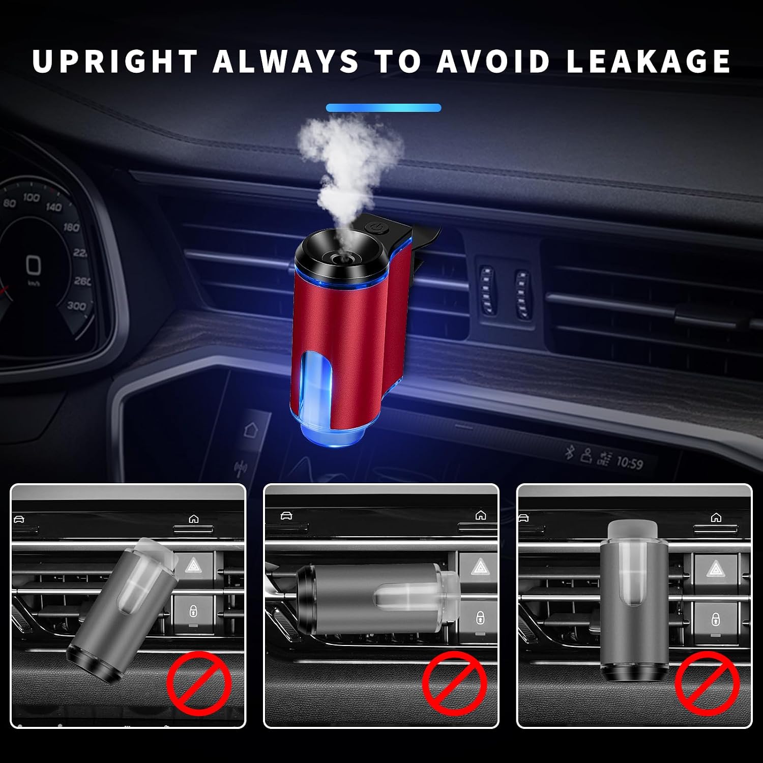 Kwak's Smart Car Diffuser Air Freshener,2 Levels of Adjustable Air fresheners for Car (red, s)