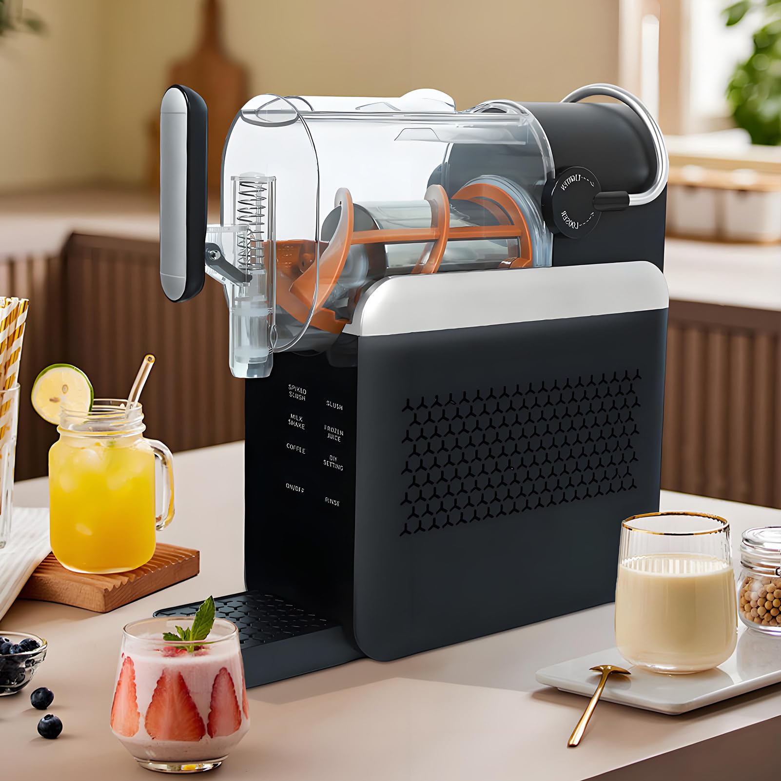 EpyGnom Slushie Machine for Home No Ice Needed, 2L Capacity Fro-zen Drink Maker & Slushy Machine with 6 Presets and LED Display, for Frappes, Smoothies, Slush, Cocktails, Milkshakes Black
