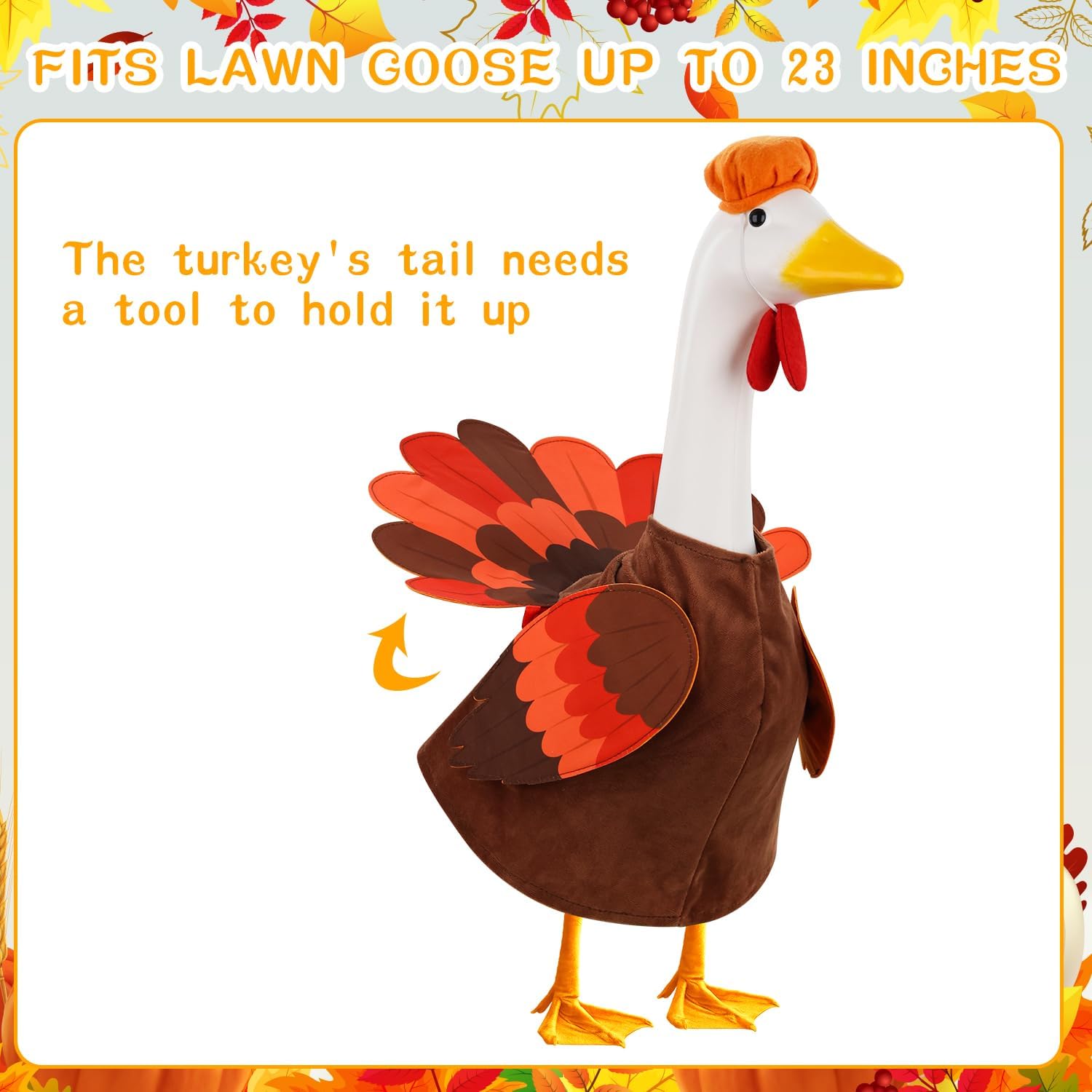 Thanksgiving Turkey Goose Outfit Porch Goose Outfits Yard Goose Clothes Silly Lawn Goose Costume for 23'' Porch Goose Duck Decorations