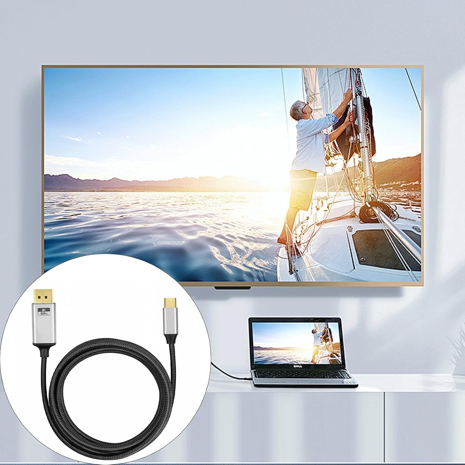 ordinarYone USB C to DisplayPort Video Cable 8K60Hz 4K144Hz with 12bit Color Depth for High Definition Images