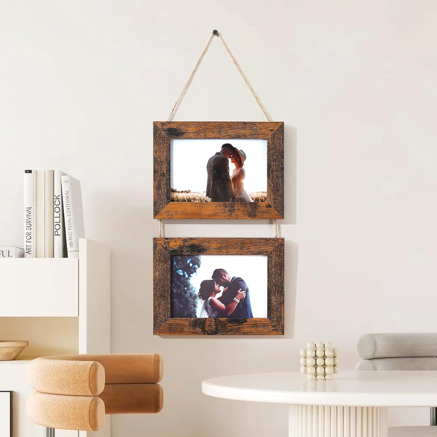 4x6 Wall Hanging Picture Frames,Brown 2 Opening Collage Photo Frames. - Image 6