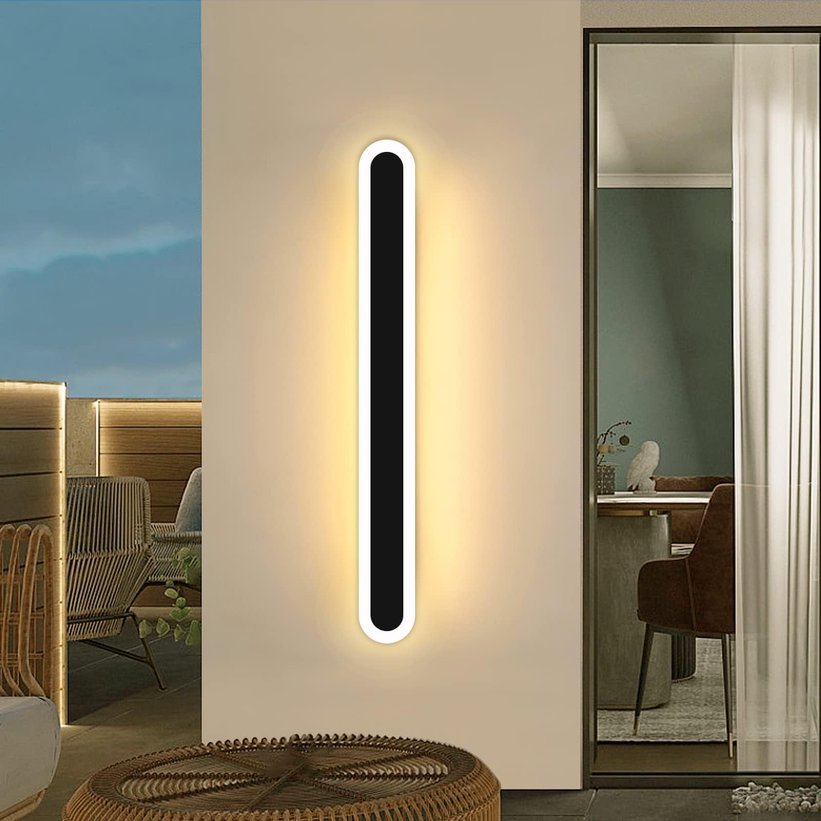 Mikeru Moderne LED Wandlampen, 36W 3000K Warmweißes Licht Wandleuchte, Wandmontierte Außenwandleuchten, Ip65 wasserdichte und rostfreie lange Verandaleuchten für den Außenbereich, FüR Innenhof, Garage