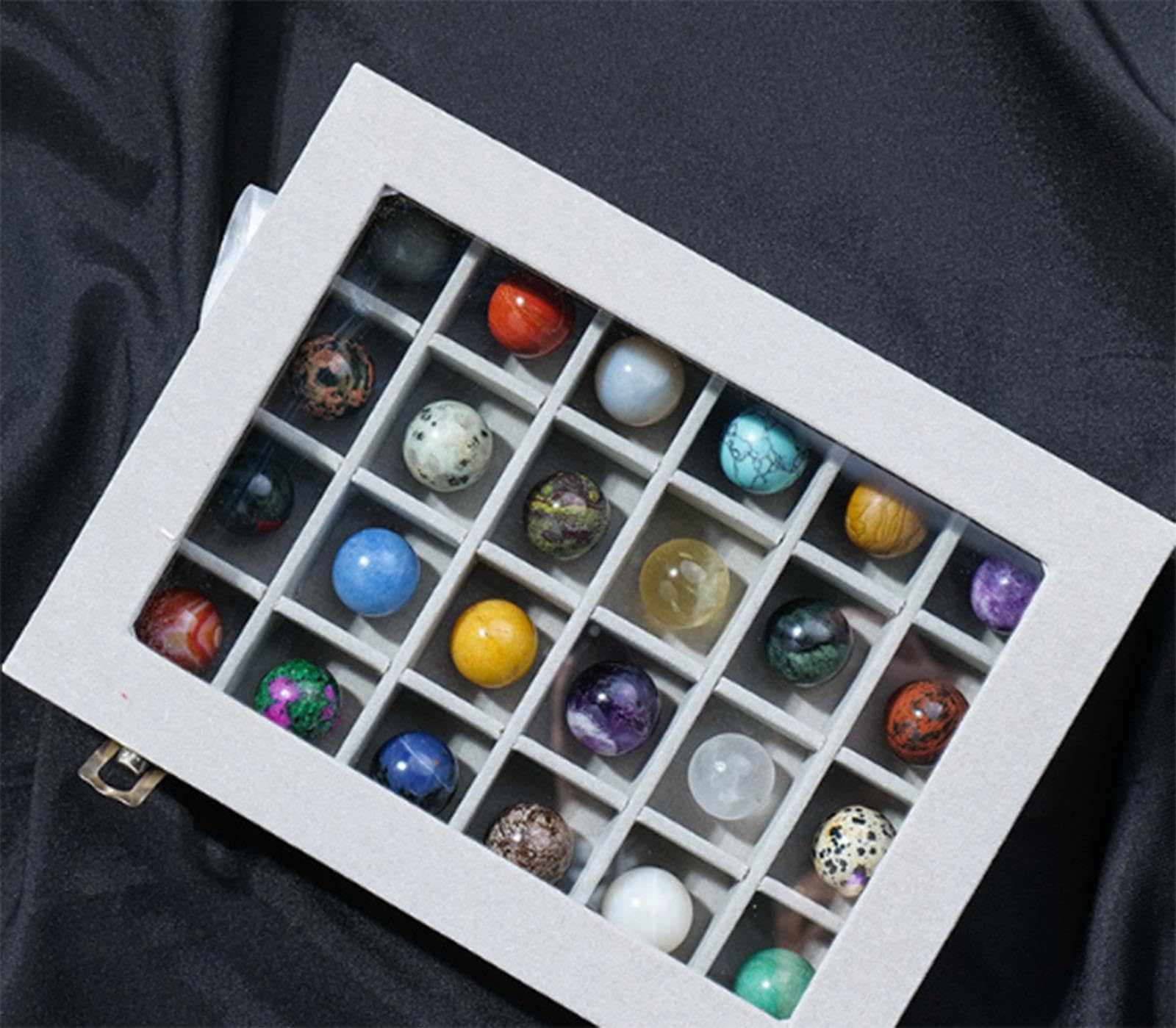 Bola de Cristal Natural, 24 Piezas de Decoración, Kit de Esferas de Piedras Preciosas, Esfera de Cristal Curativo de Chakras, Esfera de Adivinación, Figuras Colectivas para Meditación, Yoga
