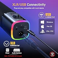 Vista 3 de MAONO Kit de micrófono XLR/USB para juegos: micrófono dinámico para PC para transmisión y podcast, soporte de software, botón de silencio, control
