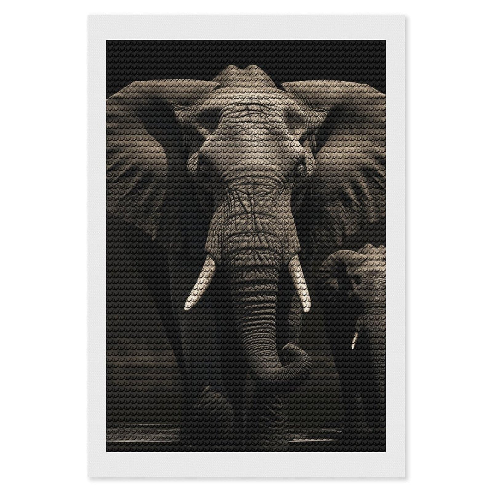 Elephant Black Diamond Art Kits for Adults, DIY 5D Diamonds Painting Kits for Beginner, Round Full Drill Diamond Dots Painting, Diamonds Pictures Gem Art and Crafts Wall Decor 8"x12"