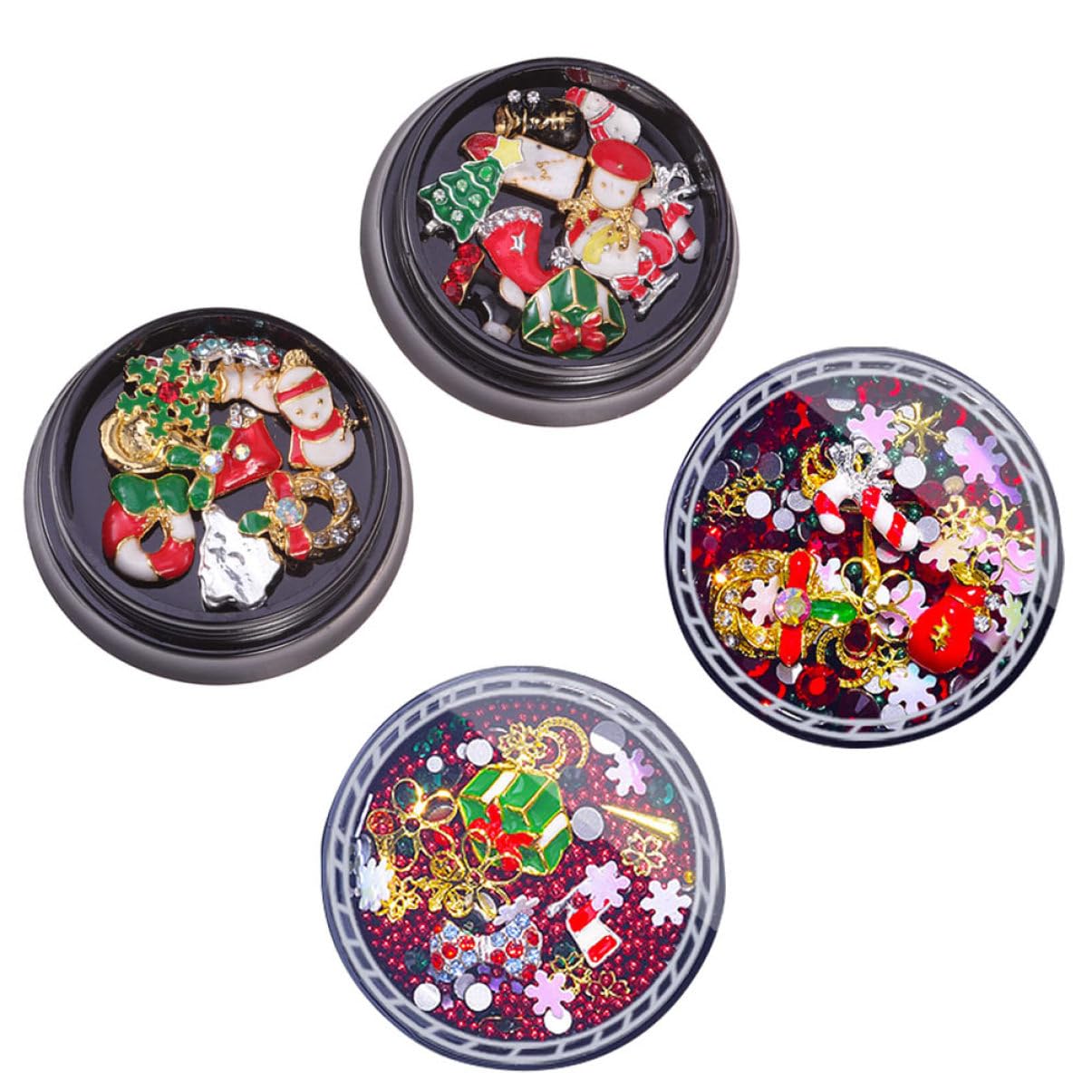 Healeved Charm Natalizi Per Unghie Con Strass e Fiocchi Di Decorazioni Nail Art Per Manicure Fai Da Te e Party
