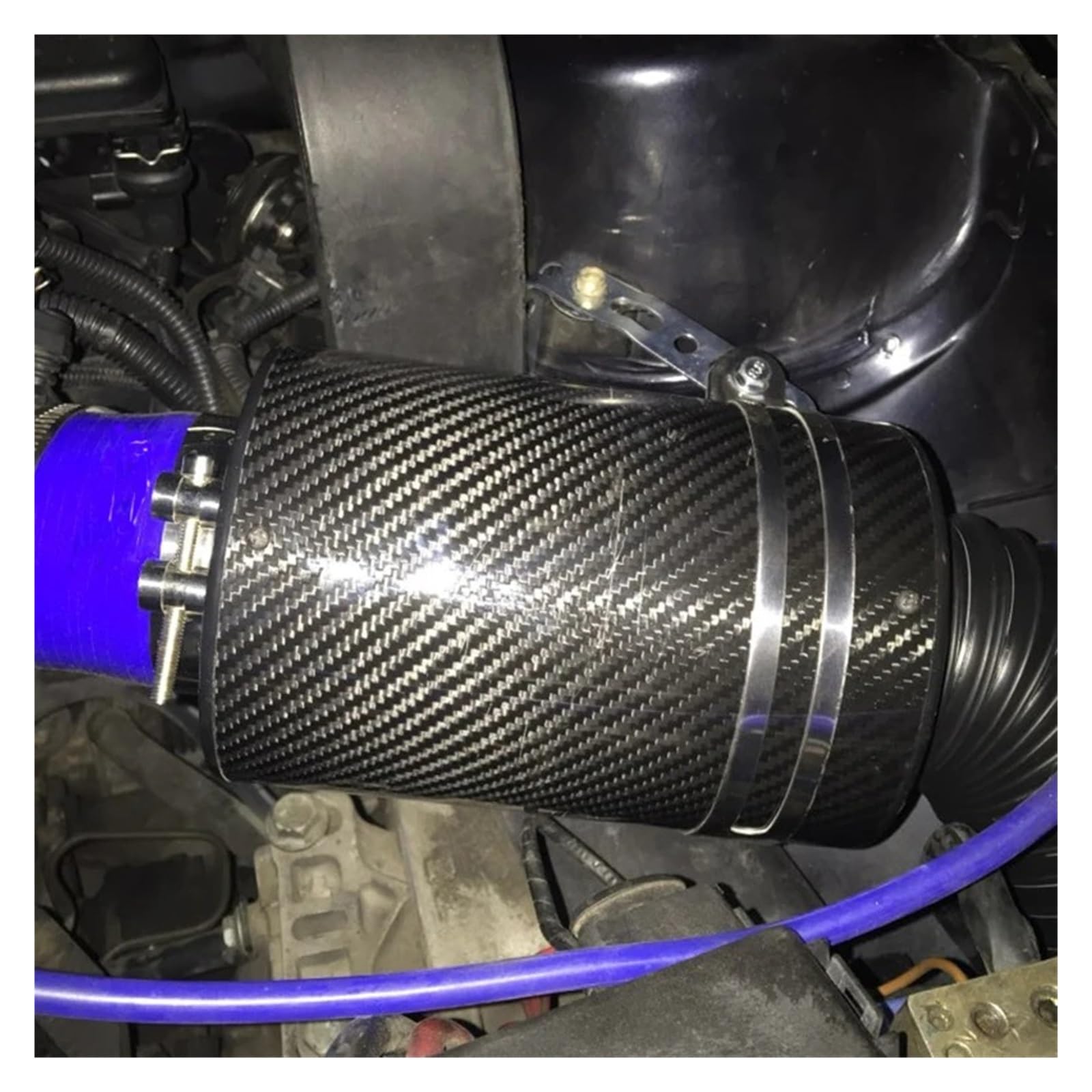 De Entrada Aire Frío Universal Para Coche 3 "con Ventilador Carreras Kit Filtro Inducción Alimentación En Fibra Carbono Caja Manguera Admisión Aire