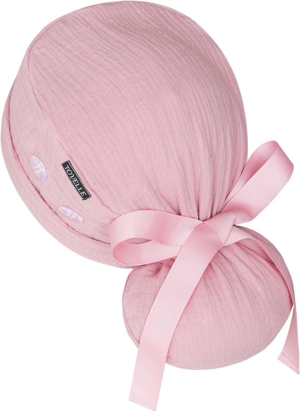 Ponytail Scrub Cap for Women – Solid Dusty Pink Surgical Cap with Buttons, Cotton Ponytail Scrub Caps, Adjustable Surgical Hat for Women to Secure Long Hair