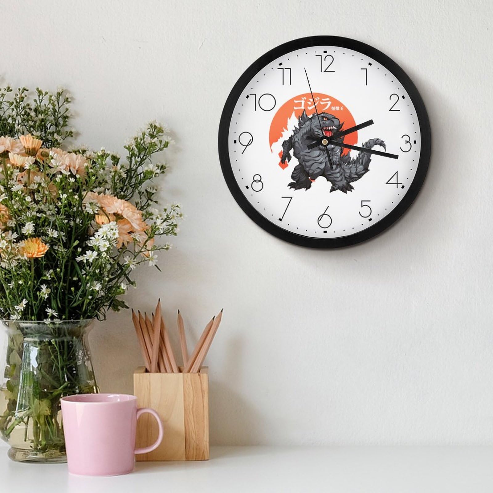 Amazon.co.jp: 壁時計 掛け時計 ゴジラ かけ時計 アナログ時計 連続