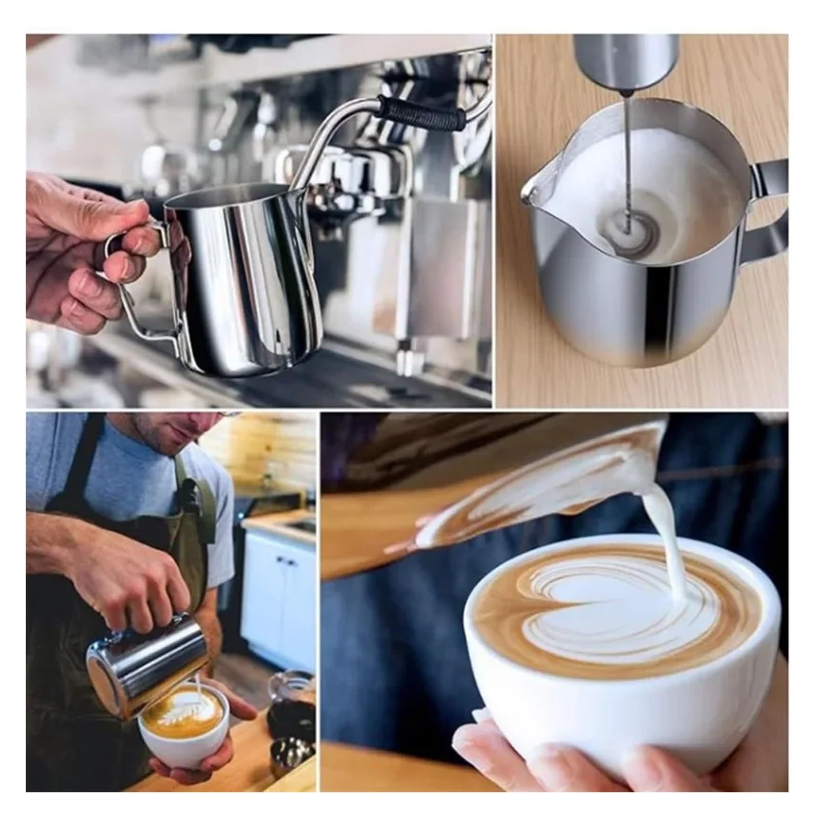 Brocca for schiuma di latte da 350 ml/600 ml (12oz/20oz) brocche for cottura a vapore brocca for caffè in acciaio inossidabile con tazza art penna,12oz(350ml (12 oz))