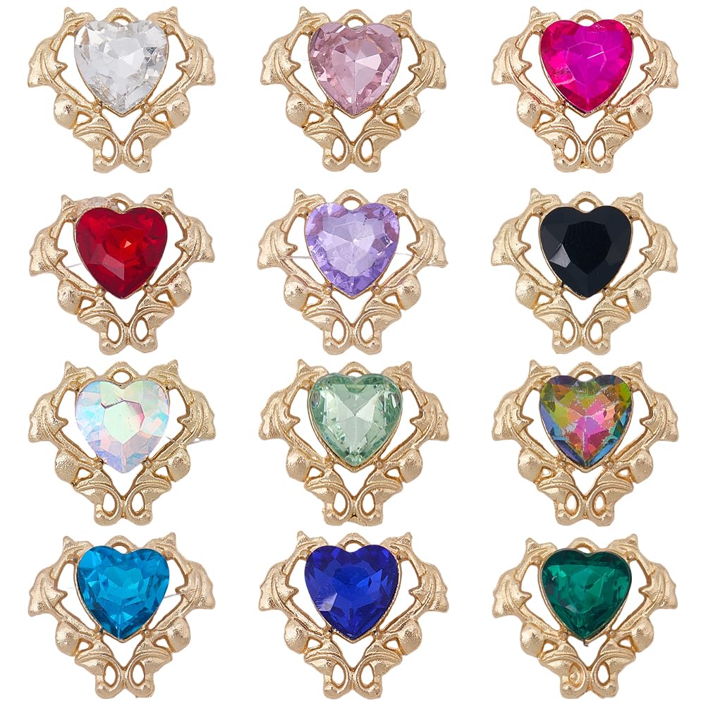 Pendentifs cœurs en verre à dos plat pour fixer facilement vos strass DIY