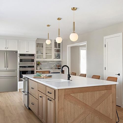 Miniatura 4 de KCO Iluminación moderna globo luces colgantes iluminación isla de cocina luz colgante blanco y dorado iluminación colgante individual vidrio