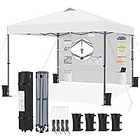 Yaheetech Gazebo Pieghevole 3x3 M da Giardino a Una Spinta con 1 Parete Laterale Stabile