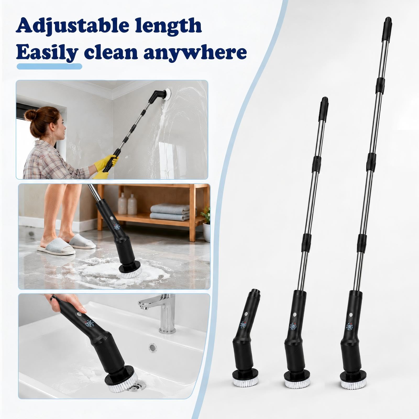 Brosse de nettoyage électrique avec 9 embouts, étanche IPX6