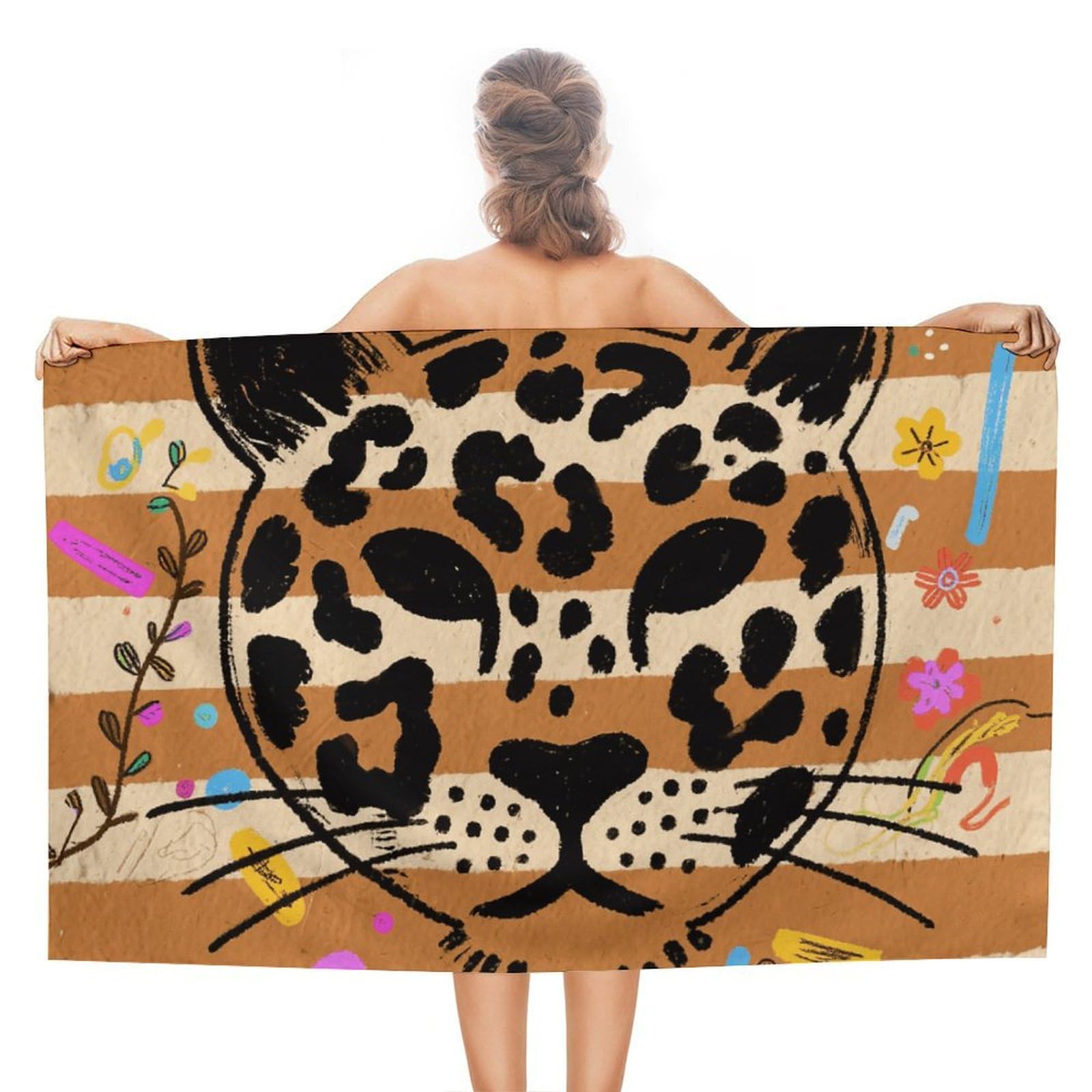 asbwuo Animal Leopard Print Beach Towels Extra Large Quick Dry Absorbent