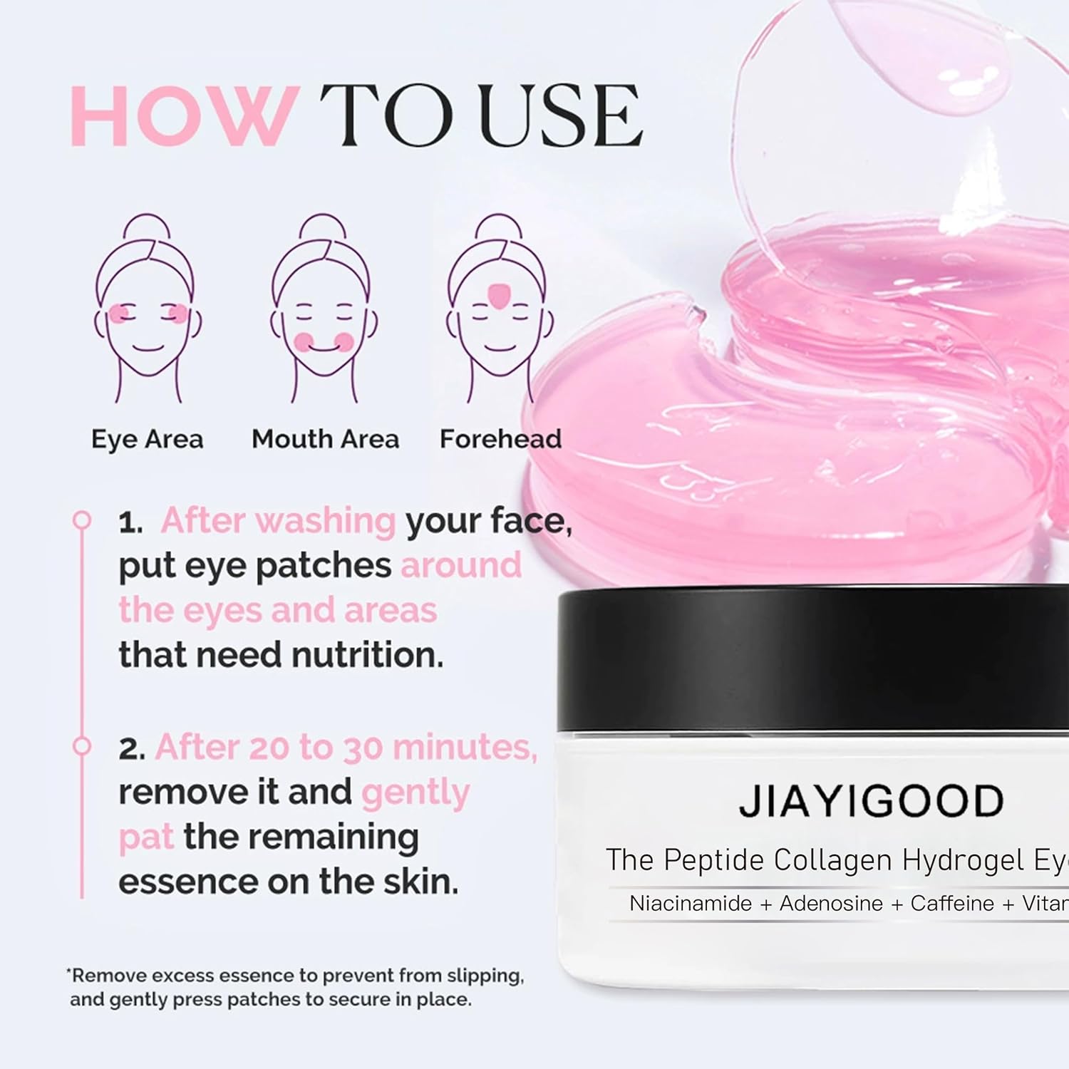 Protein Hydrogel Under Eye Patches, 60 Pairs - Hydrating & Firming Eye Gels for Dark Circles, Puffiness & Wrinkles, Infused with Collagen - Rejuvenating Eye Mask for Smooth, Refreshed Skin - Image 7