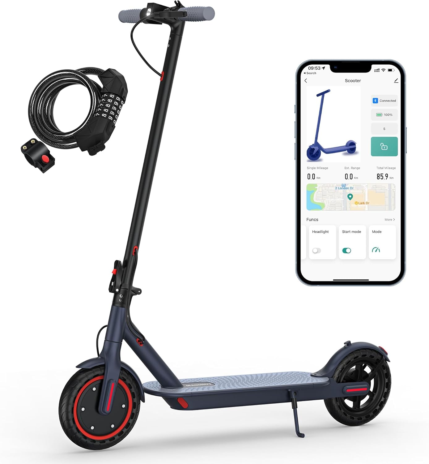 MAXSHOT Electric Scooter for Adults, 8.5/10/14" Tires, 19/22Mph, 350W/500W Motor, 21-28 Miles Range, Folding E-Scooter with Dual Suspension,APP(V1/SPRO/MAX/PRO/X1/X1PRO) product image