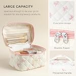 Trousse de maquillage matelassée HBselect pour femmes, trousse cosmétique en coton floral, grande trousse de maquillage de voyage, trousse de toilette esthétique Coquette
