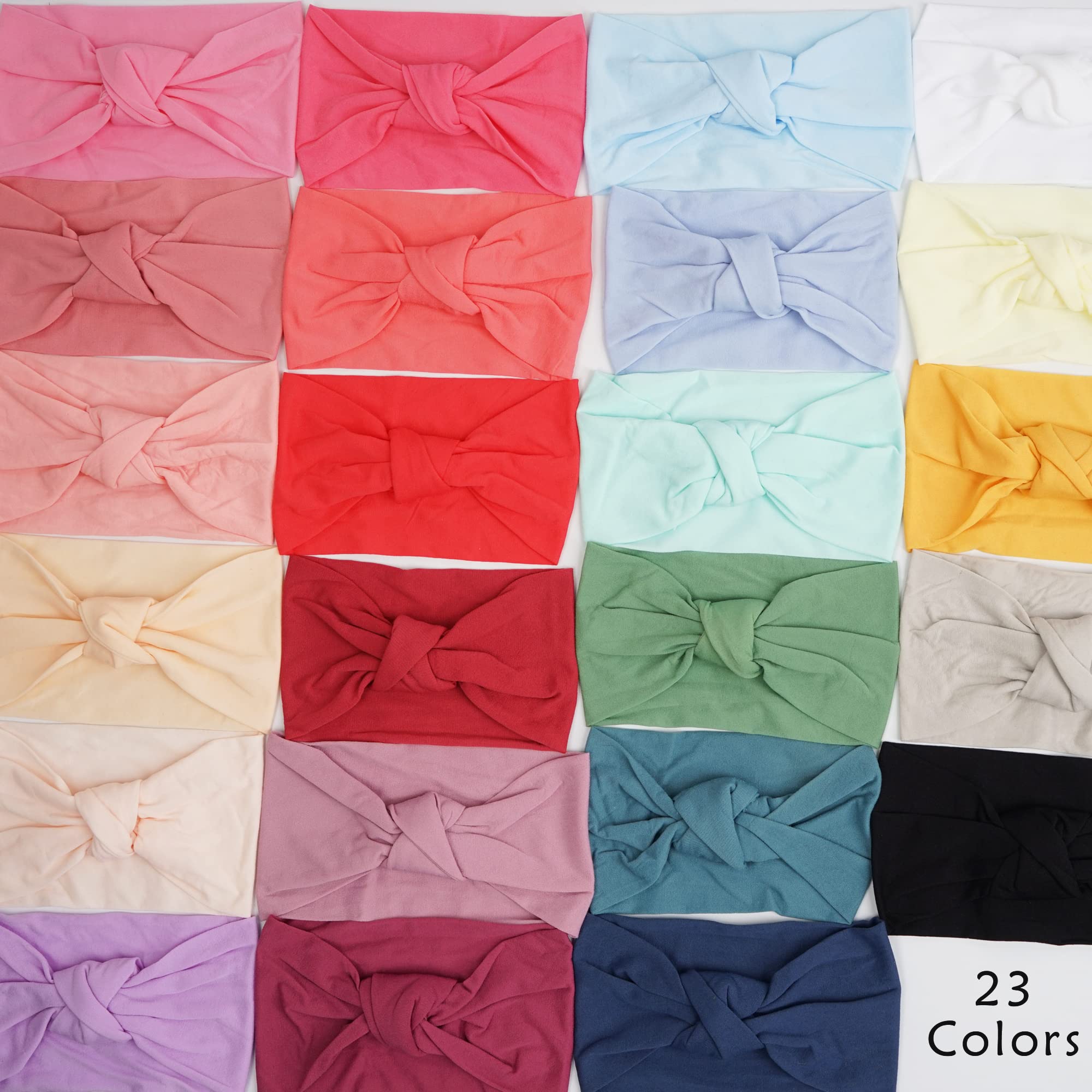 Paquete de 23 diademas de nailon para bebé, diadema con nudo superior, elásticos, accesorios para el cabello hechos a mano para bebés, recién nacidos, niños y niños