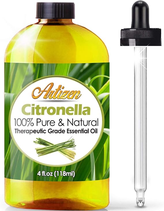 Artizen Citronella Essential Oil (100% Pure & Natural - Undiluted) Therapeutic Grade - Huge 4oz Bottle - Perfect for Aromatherapy, Relaxation, Skin Therapy & More - Citronella Oil - Oil of Citronella