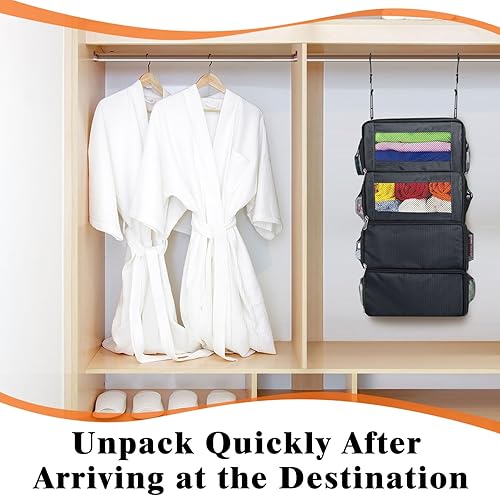 Vista 5 de Organizador de viaje colgante, organizador de equipaje de mano, estantes portátiles, cubo de embalaje para artículos esenciales de crucero, pequeño