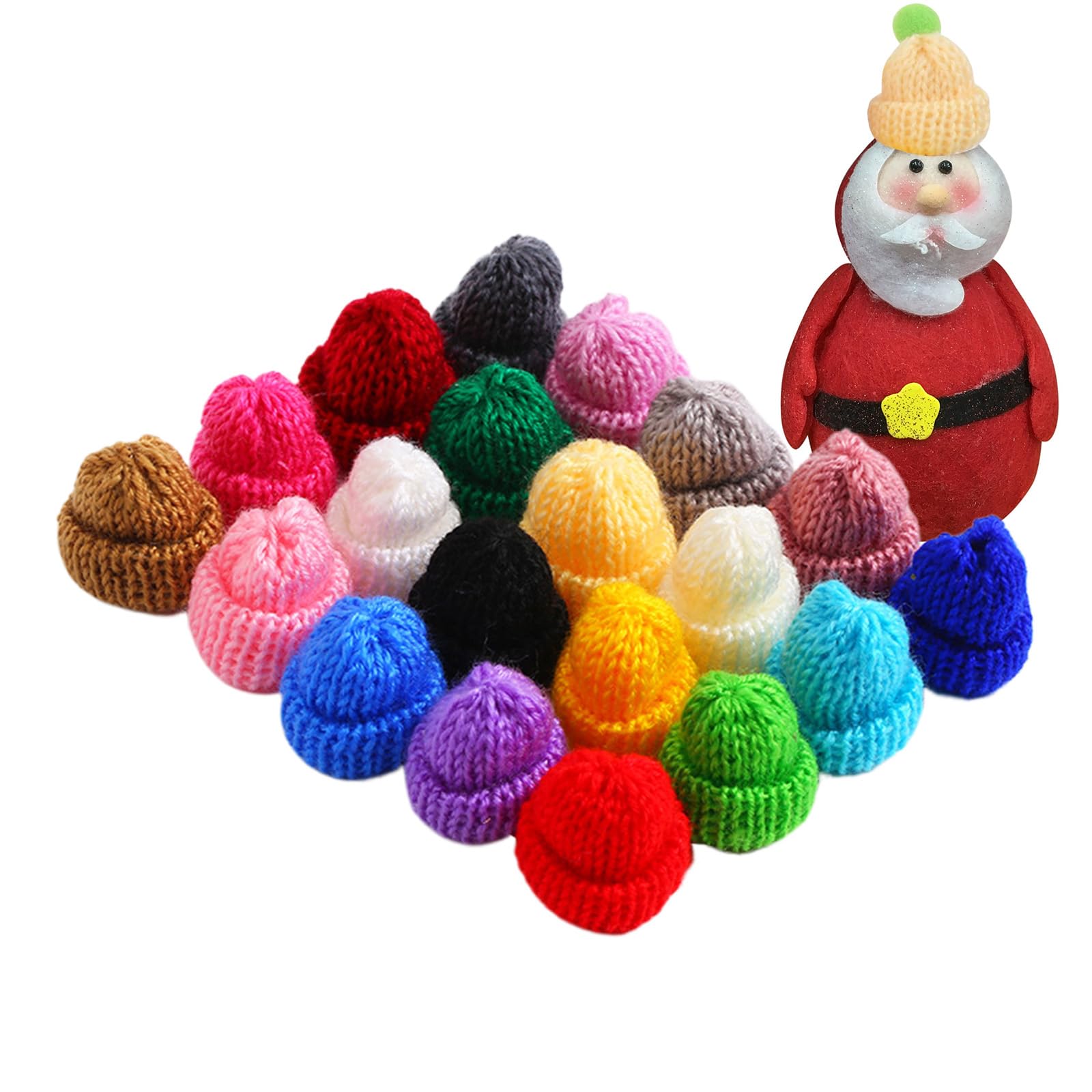 EBHO 24 stuks mini-kerstmuts Kleine mutsen om te knutselen Gebreide muts Mini Santa hoeden Kerstboomversiering DIY handwerk