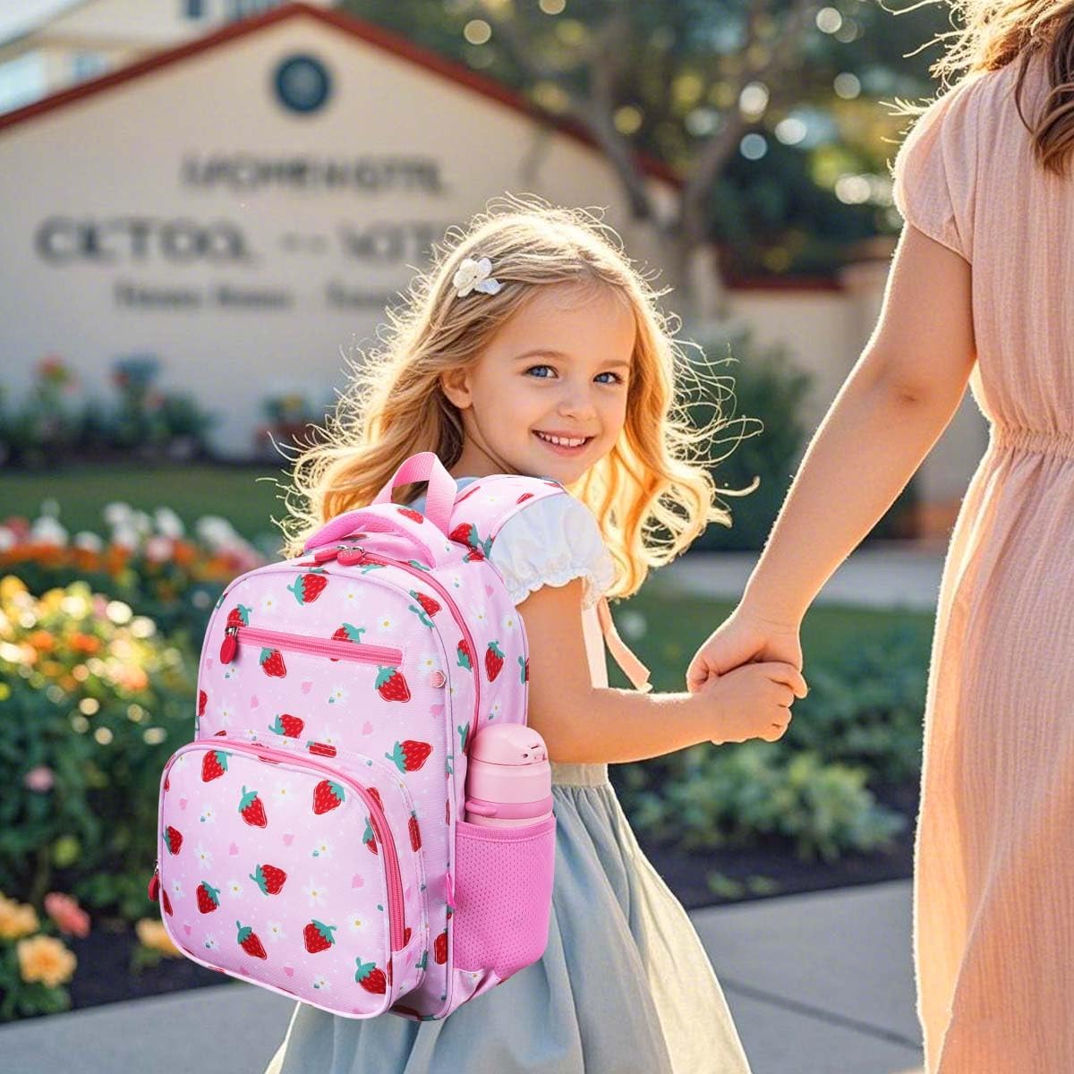 RHCPFOVR Kids Backpack for Girls - Girls Backpack 3-8 Ages Strawberry for Kids 15 Inch School Bookbag for Kindergarten Elementary School Bookbag for Girl 1st 2nd Grade - Image 7