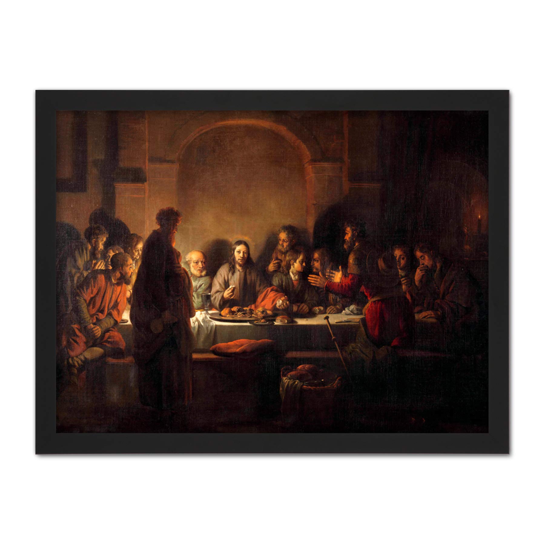 Artery8 Van Den Eeckhout The Last Supper Painting Artwork Framed Wall Art Print 18X24 Inch