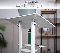 Vista 8 de VIVO Carrito móvil de atril de 24 x 16 pulgadas, carrito de acero ajustable para portátil con ruedas, blanco, CART-V03W